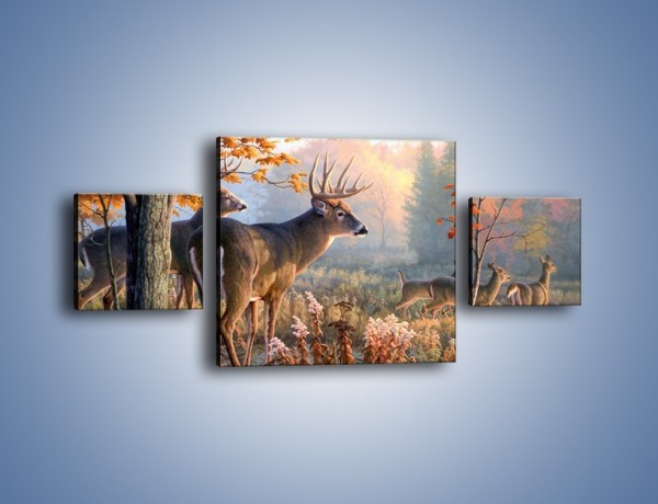 Obraz na płótnie – Randka jeleni z sarnami – trzyczęściowy Z343W4