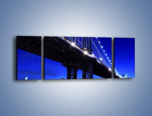 Obraz na płótnie – Oświetlony most wieczorem – trzyczęściowy AM003W5
