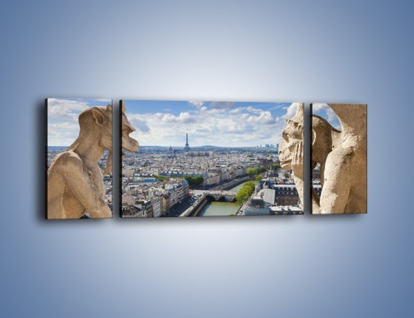 Obraz na płótnie – Kamienne gargulce nad Paryżem – trzyczęściowy AM037W5