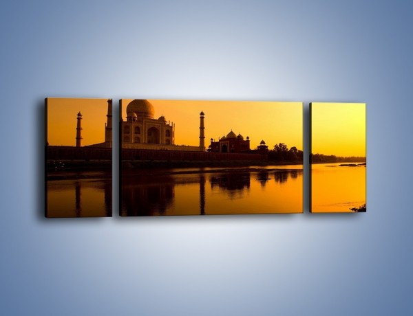 Obraz na płótnie – Taj Mahal o zachodzie słońca – trzyczęściowy AM075W5