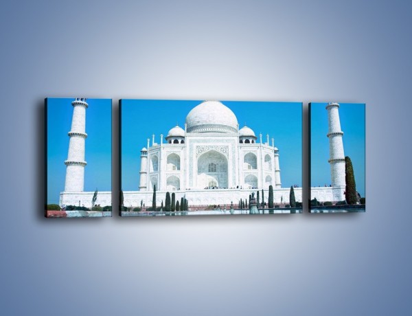 Obraz na płótnie – Taj Mahal pod błękitnym niebem – trzyczęściowy AM077W5