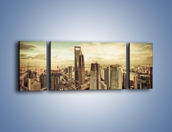 Obraz na płótnie – Panorama miasta w ciągu dnia – trzyczęściowy AM128W5