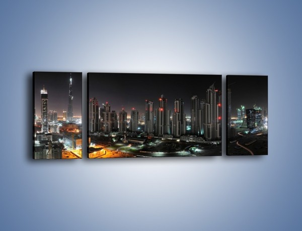 Obraz na płótnie – Panorama Dubaju nocą – trzyczęściowy AM185W5