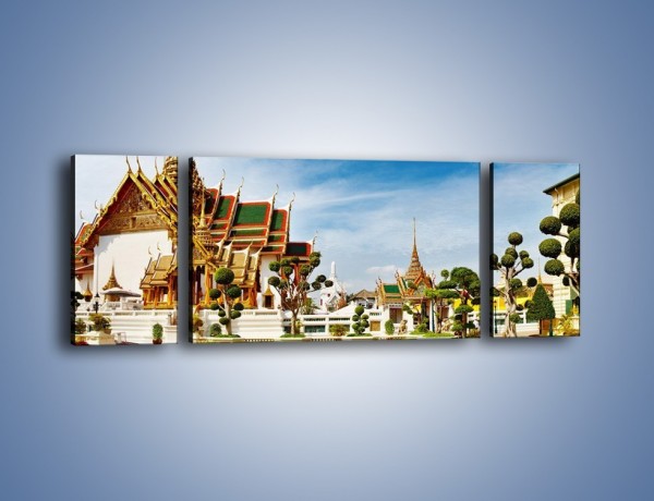 Obraz na płótnie – Tajska architektura pod błękitnym niebem – trzyczęściowy AM197W5
