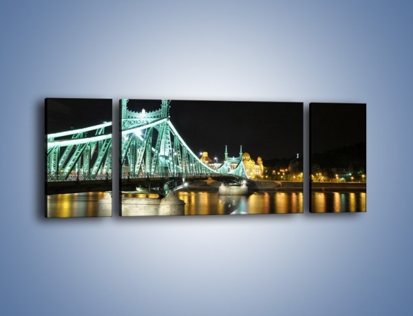 Obraz na płótnie – Oświetlony most w nocy – trzyczęściowy AM208W5