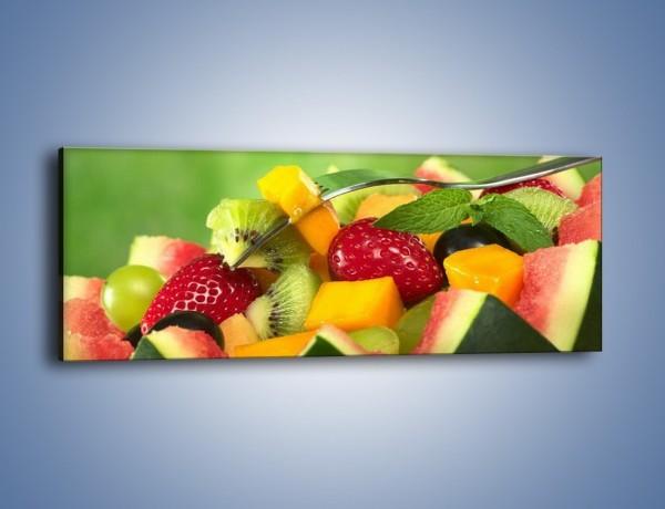 Obraz na płótnie – Arbuzowa misa z owocami – jednoczęściowy panoramiczny JN274