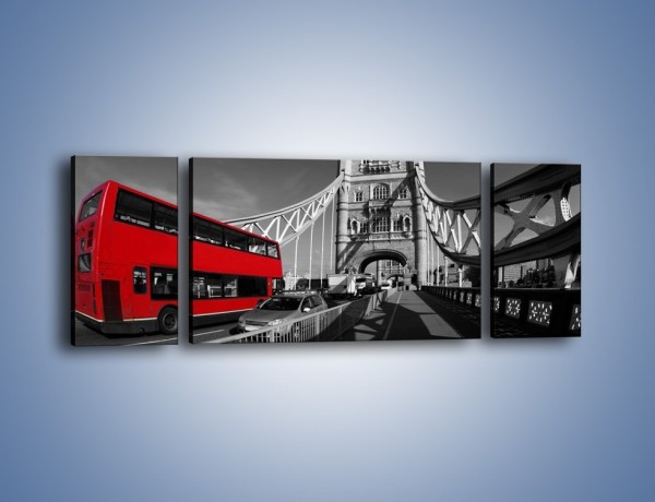 Obraz na płótnie – Tower Bridge i czerwony autobus – trzyczęściowy AM394W5