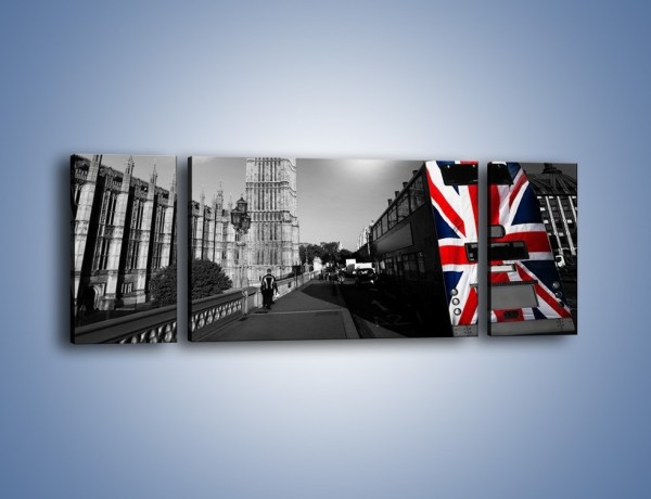 Obraz na płótnie – Big Ben i autobus z flagą UK – trzyczęściowy AM396W5