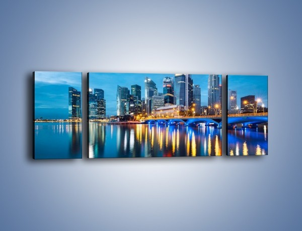 Obraz na płótnie – Kolorowe światła Singapuru – trzyczęściowy AM408W5