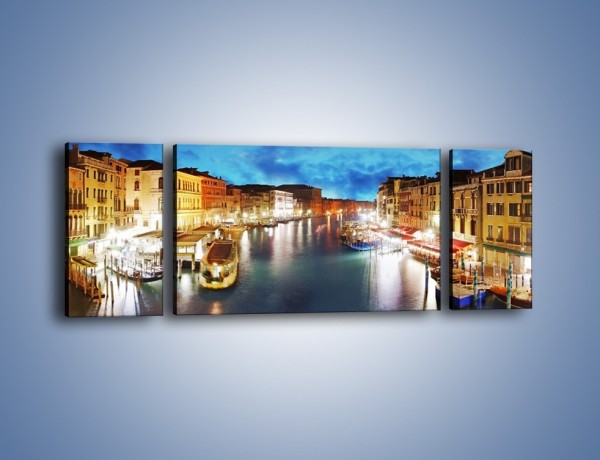 Obraz na płótnie – Światła Wenecji po zmroku – trzyczęściowy AM430W5