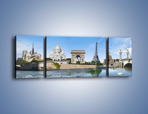 Obraz na płótnie – Atrakcje turystyczne Paryża – trzyczęściowy AM448W5