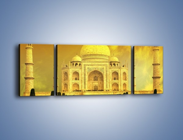 Obraz na płótnie – Tadź Mahal w żółtym kolorze – trzyczęściowy AM465W5