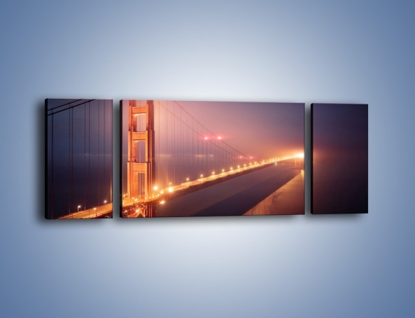 Obraz na płótnie – Most Golden Gate w nocnej mgle – trzyczęściowy AM490W5