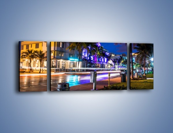 Obraz na płótnie – Ulice Miami nocą – trzyczęściowy AM536W5