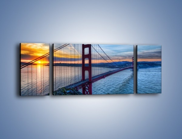 Obraz na płótnie – Wschód słońca nad mostem Golden Gate – trzyczęściowy AM539W5