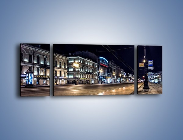 Obraz na płótnie – Ulica w Petersburgu nocą – trzyczęściowy AM544W5