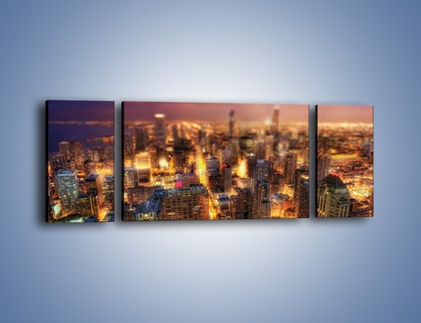 Obraz na płótnie – Rozmyta panorama Chicago – trzyczęściowy AM562W5