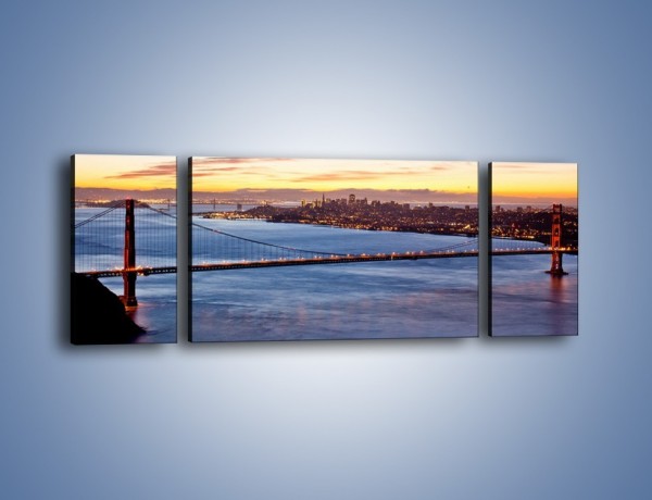 Obraz na płótnie – Most Golden Gate o zachodzie słońca – trzyczęściowy AM608W5
