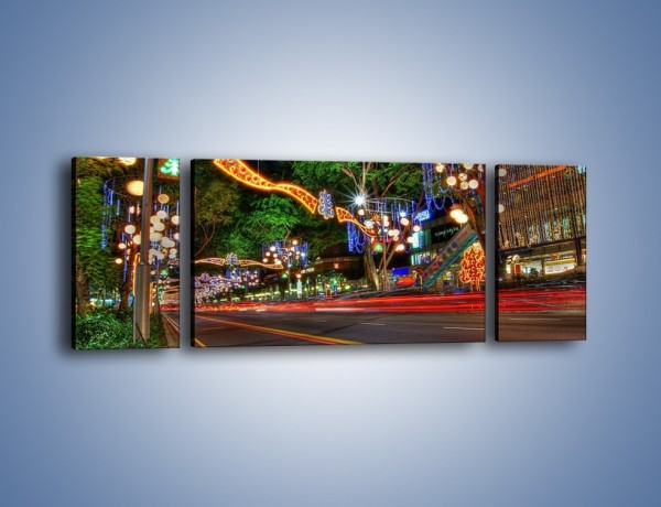 Obraz na płótnie – Noworoczne dekoracje w Singapurze – trzyczęściowy AM616W5