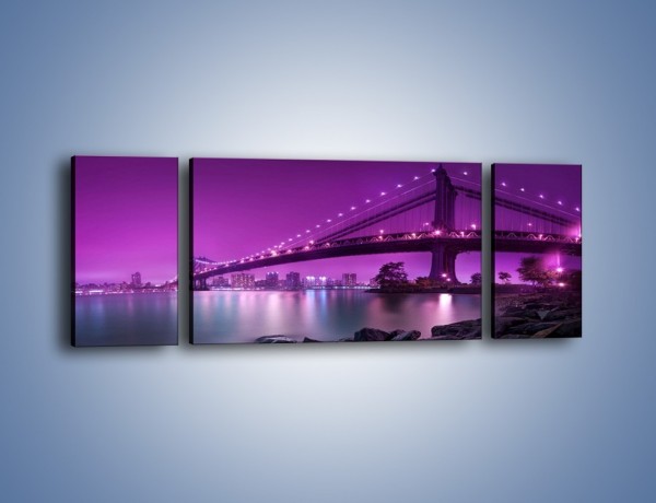 Obraz na płótnie – Manhatten Bridge w kolorze fioletu – trzyczęściowy AM619W5