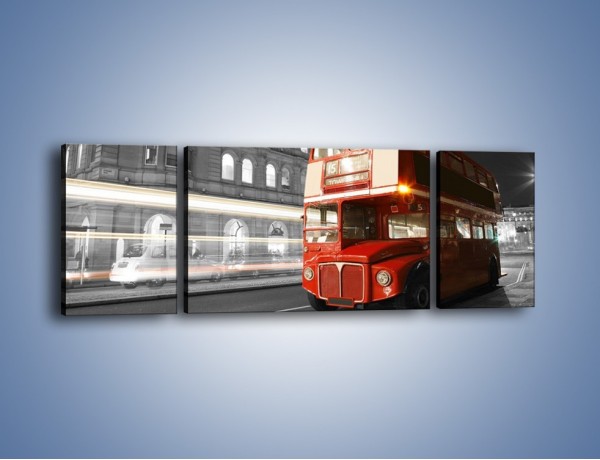 Obraz na płótnie – Czerwony autobus w Londynie – trzyczęściowy AM634W5