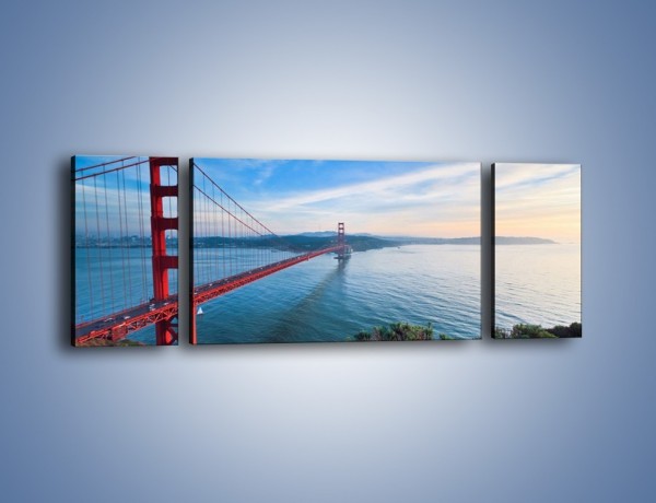 Obraz na płótnie – Most Golden Gate wczesnym rankiem – trzyczęściowy AM636W5