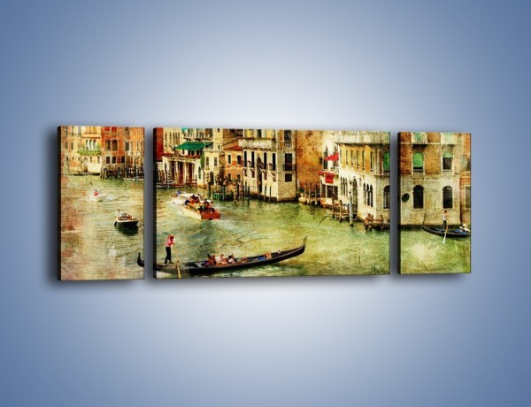 Obraz na płótnie – Weneckie Canal Grande w stylu vintage – trzyczęściowy AM643W5