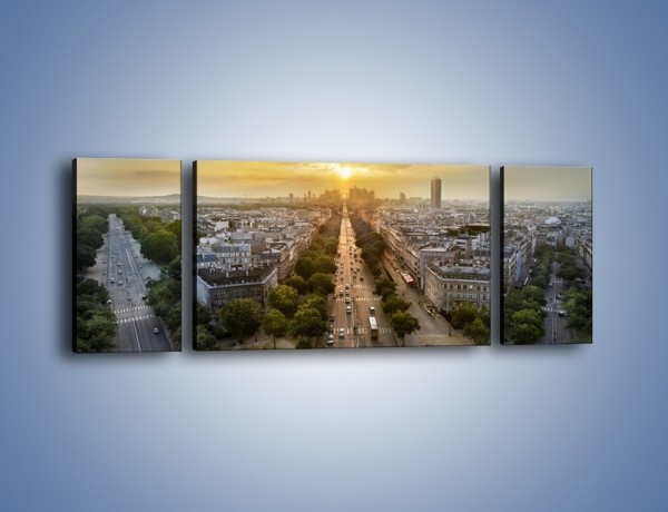 Obraz na płótnie – Zachód słońca nad Paryżem – trzyczęściowy AM649W5