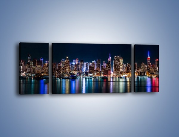 Obraz na płótnie – Nocna panorama Nowego Yorku – trzyczęściowy AM658W5