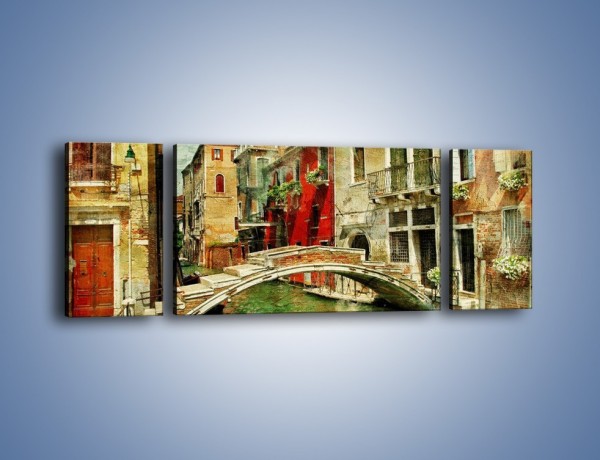 Obraz na płótnie – Mostek nad kanałem w Wenecji vintage – trzyczęściowy AM688W5