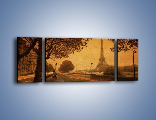 Obraz na płótnie – Ulice Paryża w stylu vintage – trzyczęściowy AM690W5