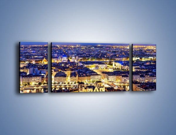 Obraz na płótnie – Nocna panorama Lyonu – trzyczęściowy AM707W5