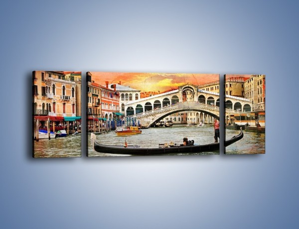 Obraz na płótnie – Most Rialto w Wenecji w stylu vintage – trzyczęściowy AM711W5