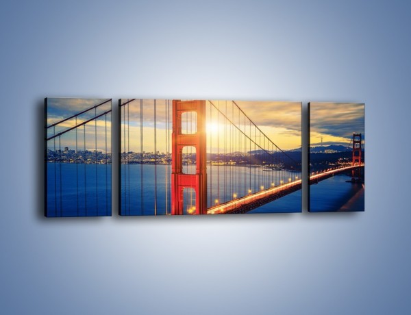 Obraz na płótnie – Zachód słońca nad Mostem Golden Gate – trzyczęściowy AM738W5