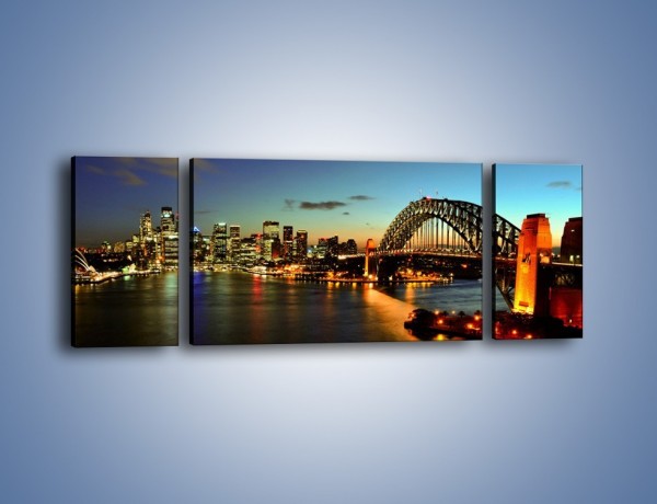 Obraz na płótnie – Panorama Sydney po zmroku – trzyczęściowy AM770W5