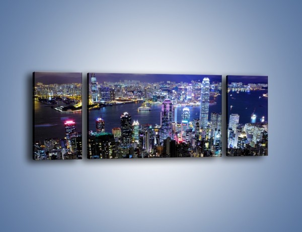 Obraz na płótnie – Nocna panorama Hong Kongu – trzyczęściowy AM772W5