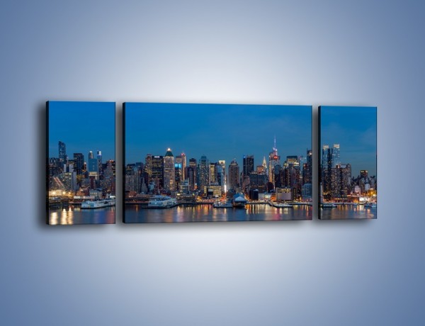 Obraz na płótnie – Panorama Nowego Yorku w nocy – trzyczęściowy AM809W5