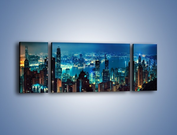 Obraz na płótnie – Panorama Hong Kongu w nocy – trzyczęściowy AM819W5