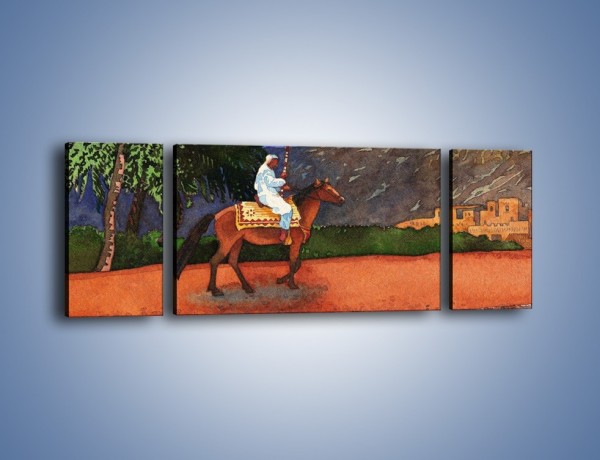 Obraz na płótnie – Arabski szejk na koniu – trzyczęściowy GR052W5