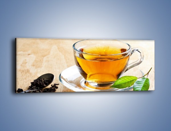 Obraz na płótnie – Listek mięty dla orzeźwienia herbaty – jednoczęściowy panoramiczny JN290