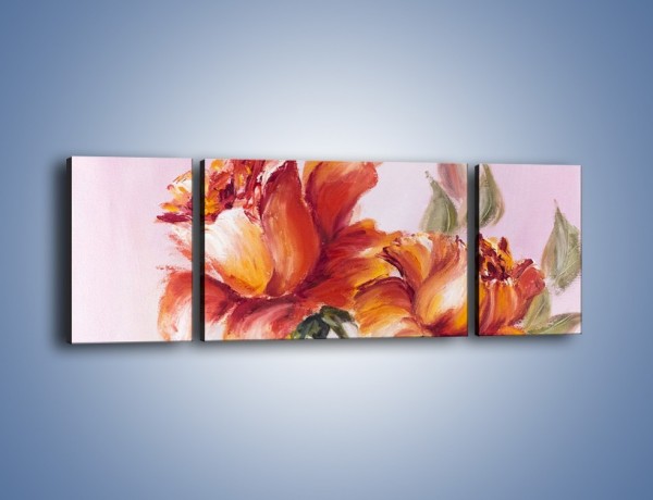 Obraz na płótnie – Kwiaty na płótnie malowane – trzyczęściowy GR322W5