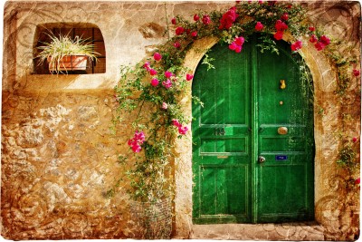 Drzwi w greckim domu vintage - AM192