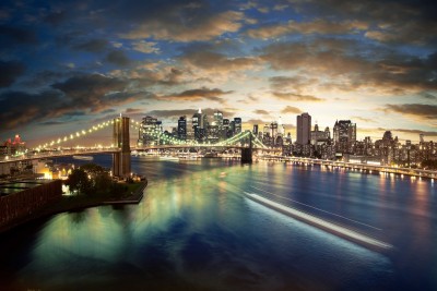 Oświetlony most w Nowym Jorku - AM066