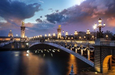 Most Aleksandra III w świetle lamp - AM648
